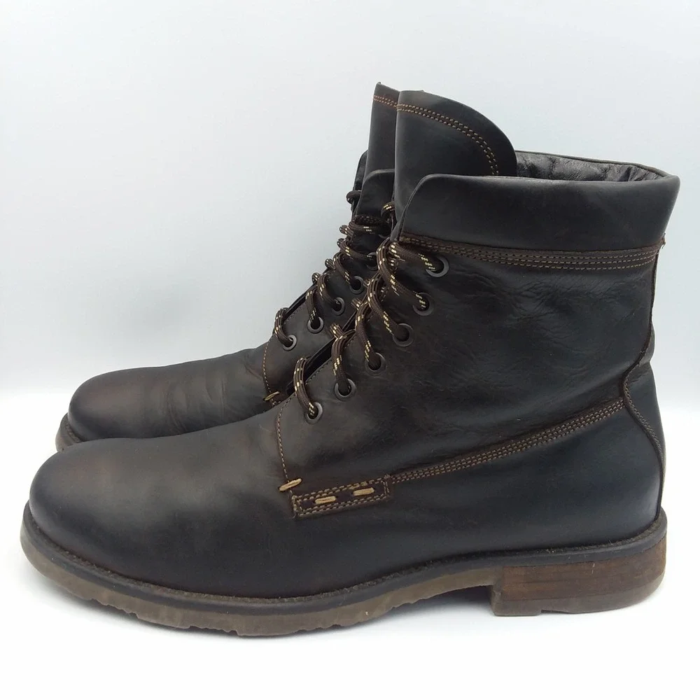 Wallin & Bros Lace Up Leather Boots‎ Men EU44 US 10.5 Dark Brown Work Utility